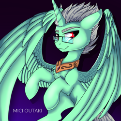 Size: 831x831 | Tagged: safe, artist:micioutaki, oc, oc:legend, alicorn, pony, alicorn oc, glasses