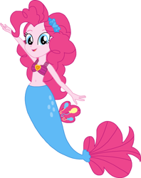 Size: 1568x1981 | Tagged: safe, artist:cruelladevil84, pinkie pie, mermaid, equestria girls, belly button, bow, clothes, mermaid tail, mermaidized, midriff, species swap