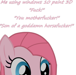 Size: 1678x1644 | Tagged: safe, pinkie pie, earth pony, pony, female, mare, meme, obligatory pony, pinkamena diane pie, simple background, swearing, transparent background, vulgar