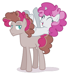 Size: 1784x1864 | Tagged: safe, artist:browniepawyt, oc, oc only, oc:poppy sprinkle, earth pony, pony, unicorn, female, half-siblings, male, mare, offspring, parent:mud briar, parent:party favor, parent:pinkie pie, parents:partypie, parents:pinkiebriar, stallion