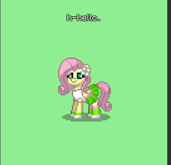 Size: 409x395 | Tagged: safe, fluttershy, pony, equestria girls, clothes, cosplay, costume, equestria girls outfit, pony town