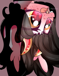 Size: 3500x4495 | Tagged: safe, artist:2pandita, oc, pony, female, horns, mare, solo, upside down