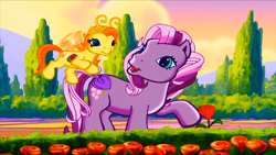 Size: 1600x900 | Tagged: safe, screencap, wysteria, zipzee, breezie, g3, the princess promenade, cute, diabreezies, flower, g3betes, garden, shovel, this will end in sneezing