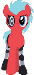Size: 2769x6090 | Tagged: safe, artist:wissle, oc, oc only, oc:mechanical fusion, earth pony, pony, 2020 community collab, absurd resolution, amputee, augmented, derpibooru community collaboration, female, looking at you, mare, prosthetic eye, prosthetic leg, prosthetic limb, prosthetics, robotic arm, simple background, solo, transparent background, vector