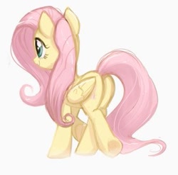 Size: 333x329 | Tagged: safe, artist:confetticakez, fluttershy, pegasus, pony, butt, cute, female, flutterbutt, mare, plot, shyabetes, simple background, solo, white background