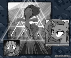 Size: 987x809 | Tagged: safe, artist:reterica, oc, pegasus, pony, unicorn, comic:gravity falls summer holidays, comic, cyrillic, monochrome