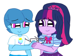 Size: 1440x1080 | Tagged: safe, artist:徐詩珮, sci-twi, spring rain, twilight sparkle, better together, equestria girls, equestria girls-ified, female, glasses, lesbian, sci-springlight, shipping, simple background, springlight, straight, transparent background