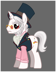 Size: 662x846 | Tagged: safe, artist:kora kosicka, oc, oc only, oc:lysander, pony, unicorn, dnd, facial hair, hat, solo, top hat