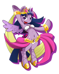 Size: 2400x3000 | Tagged: safe, artist:basilloon, twilight sparkle, twilight sparkle (alicorn), alicorn, anthro, arm hooves, armpits, belly button, belly dancer, breasts, dancing, female, fishnet stockings, looking at you, midriff, solo