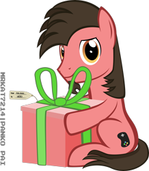Size: 4000x4580 | Tagged: safe, artist:mrkat7214, oc, oc only, oc:ace play, earth pony, pony, absurd resolution, facial hair, goatee, looking at you, male, present, simple background, sitting, solo, stallion, transparent background, vector