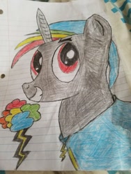 Size: 768x1024 | Tagged: safe, oc, oc only, alicorn, pony, derpibooru community collaboration, donut steel, lined paper, photo, solo, traditional art