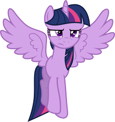 Size: 8463x9000 | Tagged: safe, artist:korsoo, twilight sparkle, twilight sparkle (alicorn), alicorn, pony, .svg available, absurd resolution, female, flying, frown, mare, simple background, solo, transparent background, twilight is not amused, unamused, vector, wings