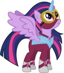 Size: 7831x9000 | Tagged: safe, artist:korsoo, masked matter-horn, twilight sparkle, twilight sparkle (alicorn), alicorn, pony, power ponies (episode), absurd resolution, clothes, costume, cute, female, goggles, looking up, mare, power ponies, simple background, smiling, solo, transparent background, twiabetes, vector, wings