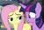 Size: 950x650 | Tagged: safe, derpibooru import, screencap, fluttershy, twilight sparkle, pegasus, pony, a health of information, bags under eyes, duo, lidded eyes