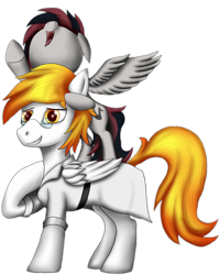 Size: 1058x1323 | Tagged: safe, artist:sweeper, oc, oc only, oc:aurelia, pegasus, 2020 community collab, derpibooru community collaboration, duo, glasses, looking at you, png, simple background, transparent background