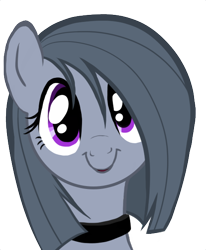 Size: 500x606 | Tagged: artist needed, safe, marble pie, earth pony, pony, bust, choker, female, lonely inky, looking at you, mare, portrait, simple background, smiling, smiling at you, solo, transparent background, vector
