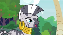 Size: 1920x1080 | Tagged: safe, screencap, zecora, zebra, she talks to angel, ear piercing, earring, female, jewelry, mare, neck rings, piercing, solo