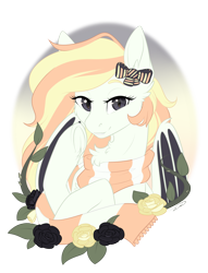 Size: 1256x1647 | Tagged: safe, artist:doekitty, oc, oc:creme puff, bat pony, pony, bust, clothes, female, mare, portrait, scarf, solo