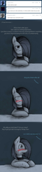 Size: 764x3096 | Tagged: safe, artist:lonelycross, marble pie, pony, ask lonely inky, blushing, choker, collar, comic, dialogue, embarrassed, lonely inky, offscreen character, solo, sweat, tumblr