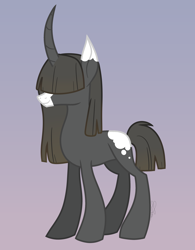 Size: 2500x3200 | Tagged: artist needed, safe, oc, oc only, oc:gloomy rose, pony, unicorn, base used, covered eyes, female, full body, fullbody, mare, simple background, smiling, solo