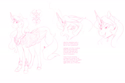 Size: 3000x2000 | Tagged: safe, artist:amaraburrger, derpibooru exclusive, oc, oc only, oc:snowfall breeze, pegasus, pony, antihero, design, female, ice, magic, magical artifact, maniacal, mare, monochrome, simple background, sketch, solo, white background