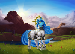 Size: 3500x2500 | Tagged: safe, artist:stray prey, oc, oc:sunbeam, pony, armor, female, loss, solo