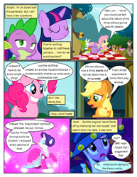 Size: 612x792 | Tagged: safe, artist:newbiespud, edit, edited screencap, screencap, angel bunny, applejack, fluttershy, harry, pinkie pie, rarity, spike, twilight sparkle, unicorn twilight, bear, dragon, earth pony, ferret, pegasus, pony, rabbit, squirrel, unicorn, comic:friendship is dragons, animal, bread, clothes, comic, cup, dialogue, dress, eyes closed, fake beard, female, food, freckles, grin, hat, male, mare, picnic blanket, screencap comic, slit eyes, smiling, star swirl the bearded costume, teacup, teapot, toast, worried