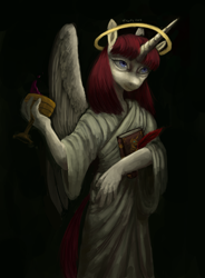 Size: 2832x3854 | Tagged: safe, artist:misstwipietwins, oc, oc only, oc:fausticorn, alicorn, anthro, commission, halo, solo