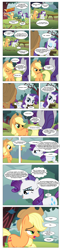 Size: 868x3555 | Tagged: safe, artist:dziadek1990, edit, edited screencap, screencap, applejack, rarity, earth pony, pony, unicorn, comic:sunny day, look before you sleep, bucking, comic, conversation, dialogue, dungeons and dragons, pen and paper rpg, rpg, screencap comic, slice of life, table, tabletop game, text, therapist, therapy, tree