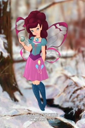 Size: 400x600 | Tagged: safe, artist:azaleasdolls, artist:user15432, pinkie pie, human, equestria girls, barely eqg related, boots, bracelet, clothes, crossover, disney, disney style, element of laughter, fairy, fairy wings, fairyized, jewelry, necklace, pink wings, pixie scene maker, shoes, water drop, wings