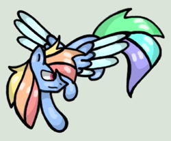 Size: 800x662 | Tagged: safe, artist:hunterthewastelander, oc, oc only, pegasus, pony, female, flying, mare, multicolored hair, parent:rainbow dash, pegasus oc, rainbow hair, solo, wings