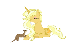 Size: 8000x5000 | Tagged: safe, artist:northernthestar, oc, oc:summer sun, alicorn, otter, pony, cute, daaaaaaaaaaaw, female, mare, prone, simple background, solo, transparent background