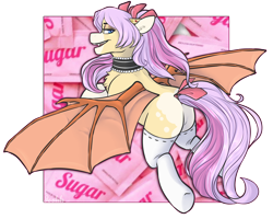 Size: 5000x4000 | Tagged: safe, artist:jeshh, oc, oc:harley, bat pony, pony, absurd resolution, choker, clothes, female, mare, socks, solo