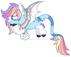 Size: 999x800 | Tagged: safe, artist:eyesorefortheblind, oc, oc:prisma color, bat pony, pony, base used, bat pony oc, leonine tail, multicolored hair, obtrusive watermark, rainbow, rainbow hair, simple background, solo, transparent background, watermark