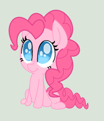 Size: 676x788 | Tagged: safe, artist:doggie31, pinkie pie, earth pony, pony, chibi, cute, diapinkes, female, gray background, mare, no pupils, simple background, sitting, solo