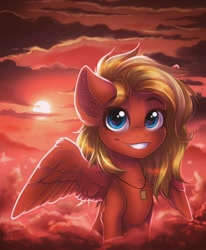 Size: 890x1080 | Tagged: safe, artist:falafeljake, oc, pegasus, pony, cloud, sky, sun, sunset, wings