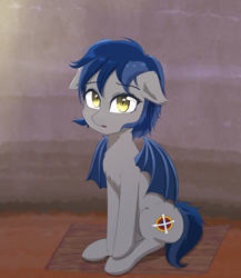 Size: 2000x2300 | Tagged: safe, artist:yinglongfujun, oc, oc only, oc:moorish delight, bat pony, pony, floppy ears, sad, solo