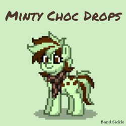 Size: 700x700 | Tagged: safe, artist:band sickle, oc, oc only, oc:minty choc drops, earth pony, food pony, original species, pony, blank flank, clothes, cute, female, mare, original character do not steal, ponified, pony town, scarf, simple background, spots, stripes