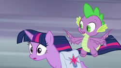 Size: 1920x1080 | Tagged: safe, screencap, spike, twilight sparkle, twilight sparkle (alicorn), alicorn, dragon, the point of no return, saddle bag, winged spike