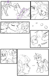 Size: 724x1103 | Tagged: safe, artist:candyclumsy, oc, oc:aerial agriculture, oc:earthing elements, oc:heartstrong flare, oc:princess mythic majestic, oc:tommy the human, alicorn, human, comic:sick days, alicorn oc, aunt and nephew, begging, canterlot, canterlot castle, child, clothes, comic, commissioner:bigonionbean, crying, dialogue, explanation, flashback, fusion, fusion:aerial agriculture, fusion:earthing elements, fusion:heartstrong flare, fusion:princess mythic majestic, grandfather and grandchild, grandmother and grandchild, grandparent and grandchild moment, hat, human oc, husband and wife, levitation, magic, nuzzles, nuzzling, passed out, sketch, sketch dump, spectacles, uncle and nephew, writer:bigonionbean