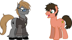 Size: 1992x1125 | Tagged: safe, artist:theeditormlp, oc, oc only, oc:superstar, oc:the editor, earth pony, pony, glasses, male, simple background, stallion, sweater vest, transparent background, vector