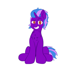 Size: 1600x1600 | Tagged: safe, artist:aluvarka, oc, oc only, oc:aluvarius, pony, unicorn, 2020 community collab, chest fluff, derpibooru community collaboration, male, ponysona, simple background, sitting, smug, solo, stallion, transparent background