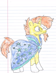 Size: 1867x2402 | Tagged: safe, artist:alexanderwilliams, sunburst, pony, crayon drawing, frown, lined paper, pencil drawing, traditional art