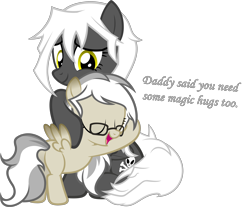 Size: 3498x2900 | Tagged: safe, artist:zacatron94, oc, oc only, oc:artistic treasure, oc:captain white, pegasus, pony, female, filly, hug, mare, mother and child, mother and daughter, offspring, parent and child, parent:oc:blank novel, parent:oc:captain white, parents:oc x oc, parents:whitenovel, simple background, transparent background, vector