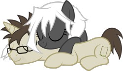 Size: 2692x1577 | Tagged: safe, artist:zacatron94, oc, oc only, oc:blank novel, oc:captain white, pegasus, pony, unicorn, cuddling, female, male, mare, oc x oc, prone, shipping, simple background, stallion, straight, transparent background, whitenovel