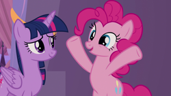 Size: 1920x1080 | Tagged: safe, screencap, pinkie pie, twilight sparkle, twilight sparkle (alicorn), alicorn, pony, the summer sun setback