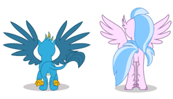 Size: 643x368 | Tagged: safe, artist:twilight-twinkle, gallus, silverstream, butt, female, gallass, high quality, male, plot, rear view, simple background, streambutt, white background