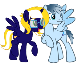 Size: 1307x1061 | Tagged: safe, artist:th3bluerose, derpibooru exclusive, oc, oc only, oc:scirocco seaspray, oc:time vortex (th3bluerose), alicorn, pegasus, pony, 2020 community collab, alicorn oc, base used, derpibooru community collaboration, glasses, male, pegasus oc, raised hoof, simple background, timocco, transparent background