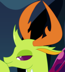 Size: 257x288 | Tagged: safe, artist:blargsnarf, thorax, changedling, changeling, bedroom eyes, cropped, explicit source, horns, king thorax, looking forward, smiling, solo, wings