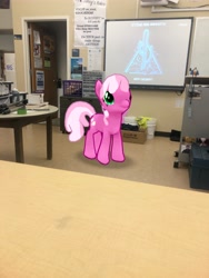 Size: 3024x4032 | Tagged: safe, photographer:undeadponysoldier, cheerilee, earth pony, pony, danky kang, donkey kong, female, high school, irl, mare, photo, ponies in real life, projection screen, school, smart board, solo, teaching, watauga high school